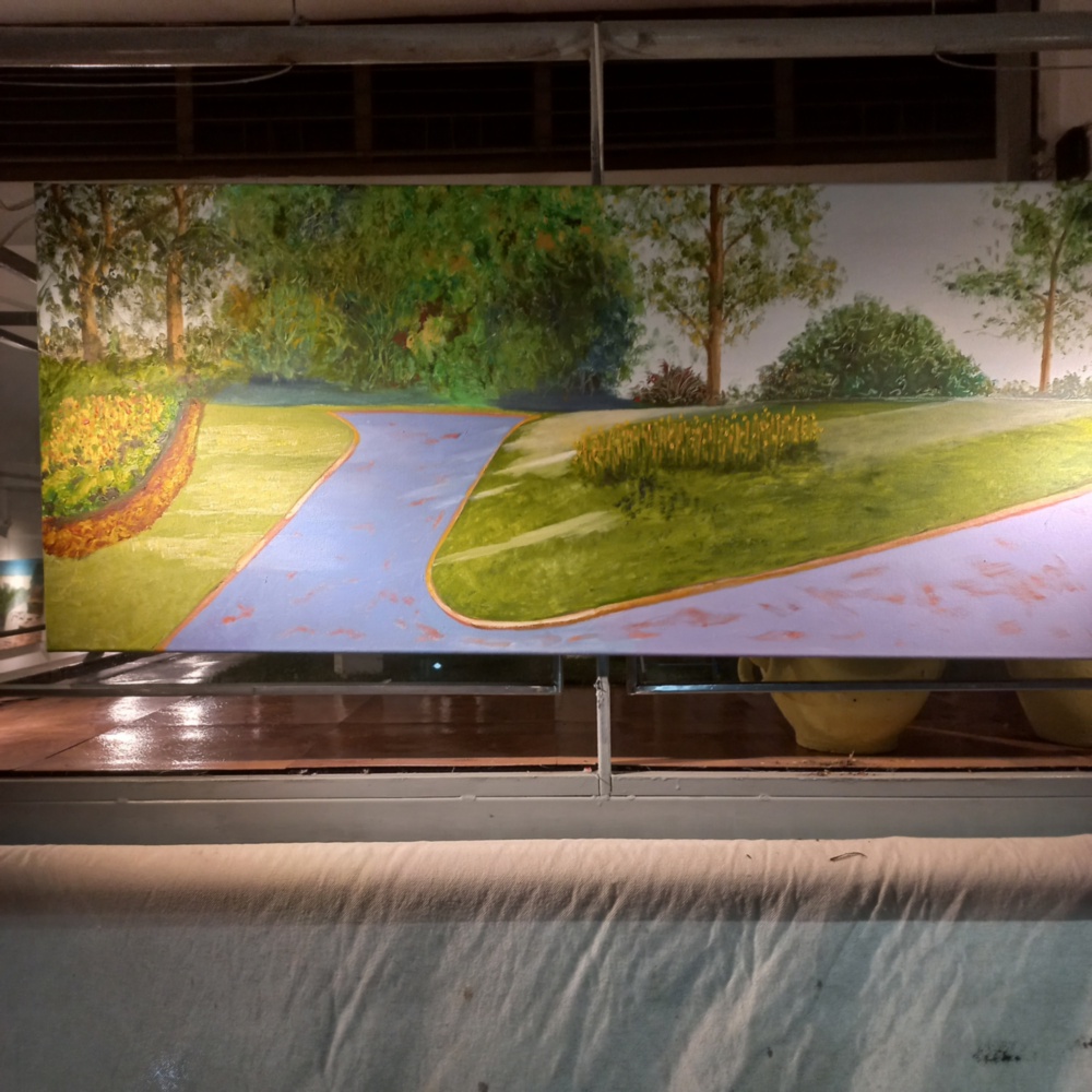 Exhibit of other 20 paintings after 20 years colouring canvas