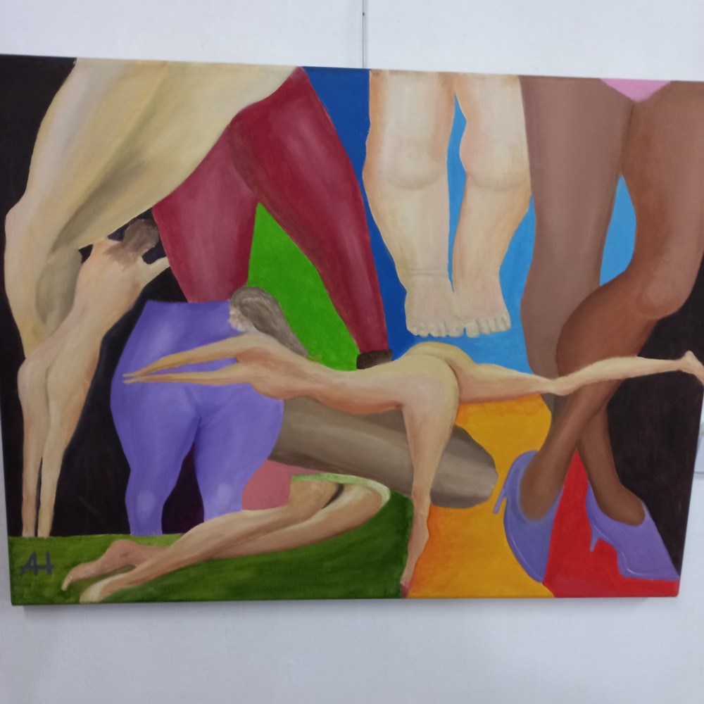 Exhibit of other 20 paintings after 20 years colouring canvas