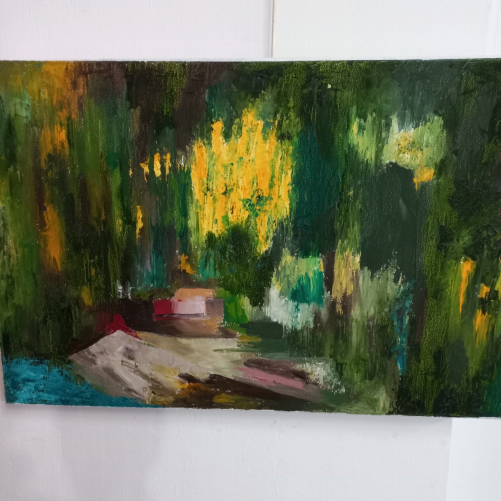 Exhibit of other 20 paintings after 20 years colouring canvas